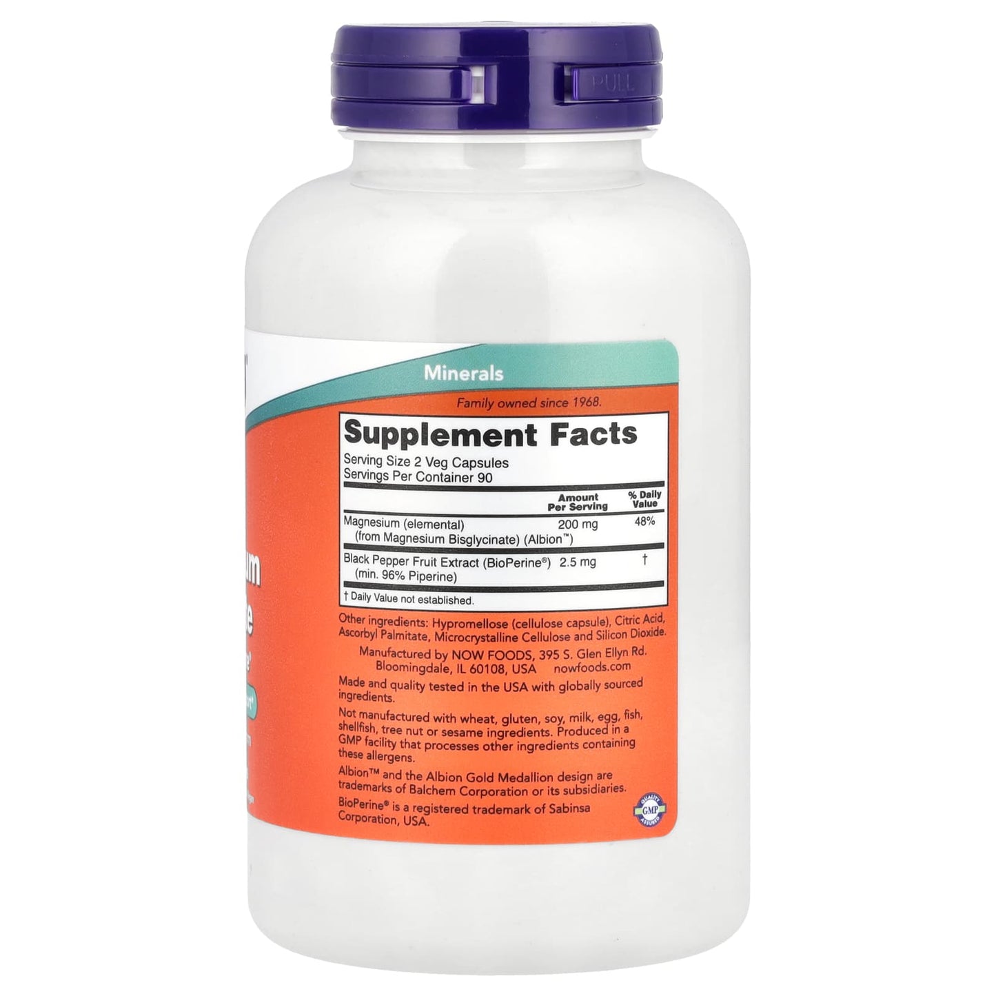Magnesium Glycinate With BioPerine®, NowFoods