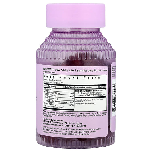 Lemme No2, Fiber & Probiotic Gummies, Strawberry