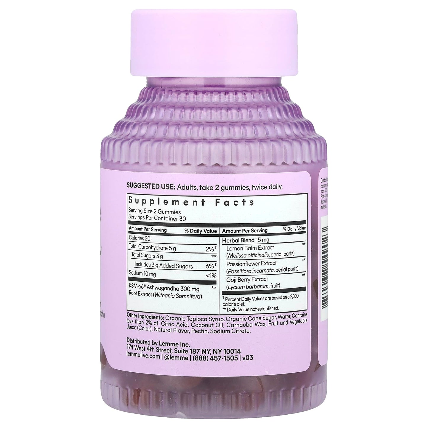 Lemme Chill, De-Stress Ashwagandha Gummies, Mixed Berry