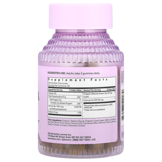 Lemme Matcha, Energy B12 & CoQ10 Gummies, Matcha Latte