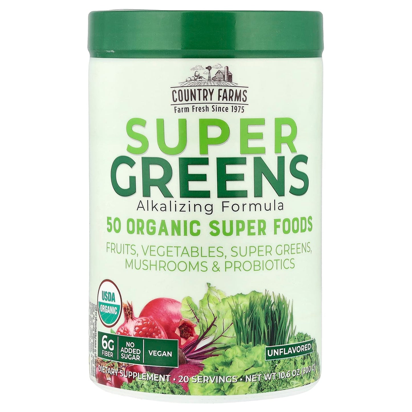 Super Greens, Alkalizing Formula, Unflavored, Country Farms