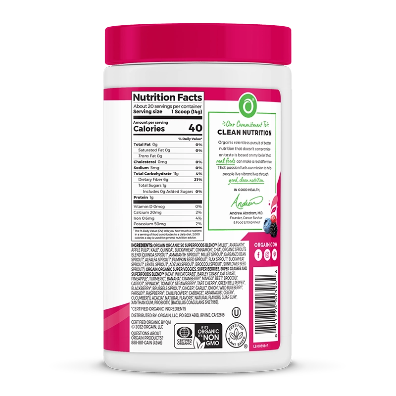 Organic Superfoods + Probiotics Super Nutrition Powder, Orgain