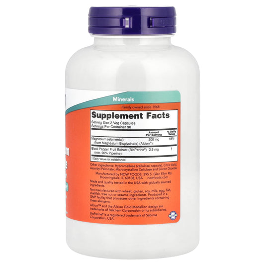 Magnesium Glycinate With BioPerine®, NowFoods