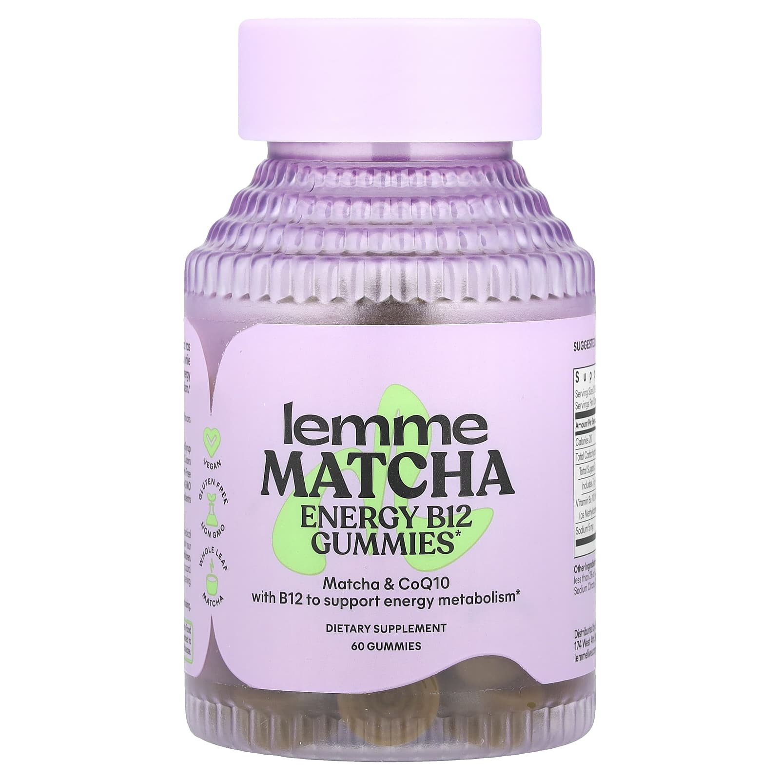 Lemme Matcha, Energy B12 & CoQ10 Gummies, Matcha Latte