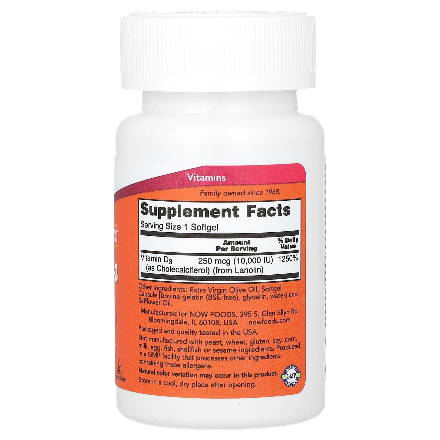 Vitamin D3, High Potency, NOW Foods