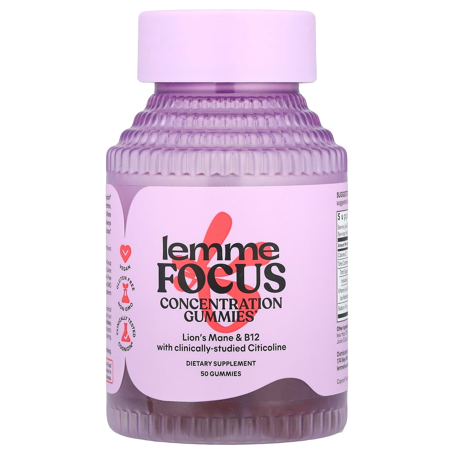 Lemme Focus, Concentration Gummies, Strawberry