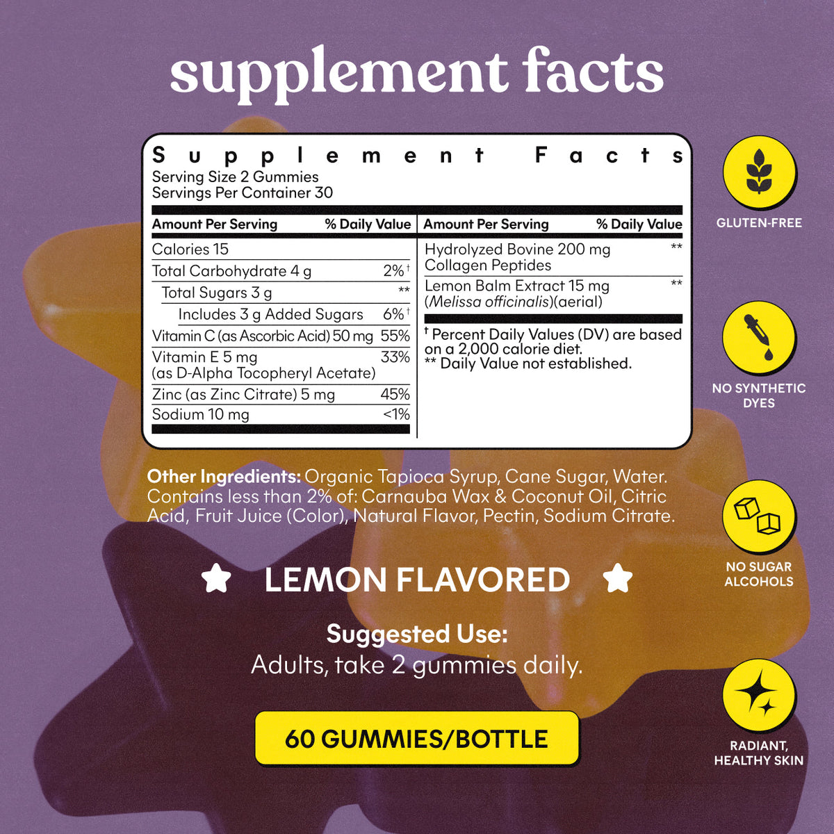Lemme X Starface, Healthy Skin Gummies, Lemon